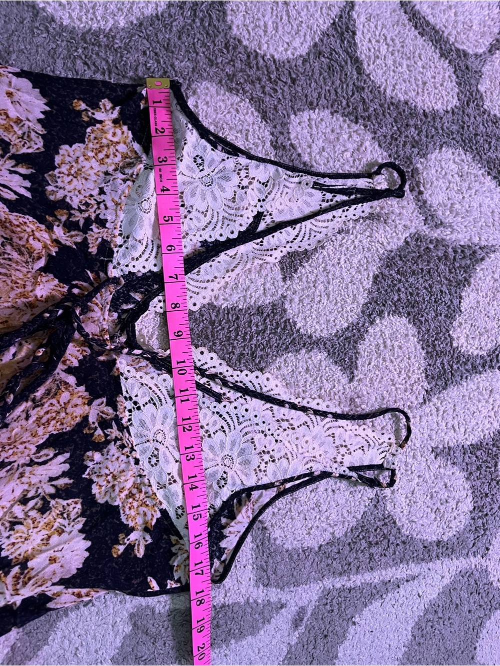 Free People size XS morning sun slip Floral Lace-Back Sundress - Black and Cream - Picture 8 of 11